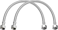 Vista 1 de uxcell Conector de línea de suministro de grifo de 20 pulgadas de largo, 2 piezas G 3/8 rosca de compresión hembra x G 1/2 rosca recta hembra