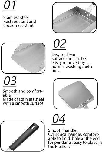 Miniatura 9 de Espátula grande para parrilla, cuchara blackstone, parrilla de acero inoxidable para mover alimentos, espátula de hamburguesa para salteado y motriz