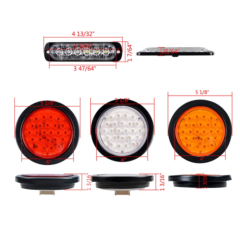 Astra Depot 4pcs Amber White 6-LED Warning Emergency Flashing Strobe Light Bar and 2 RED 2 AMBER 2 WHITE 4