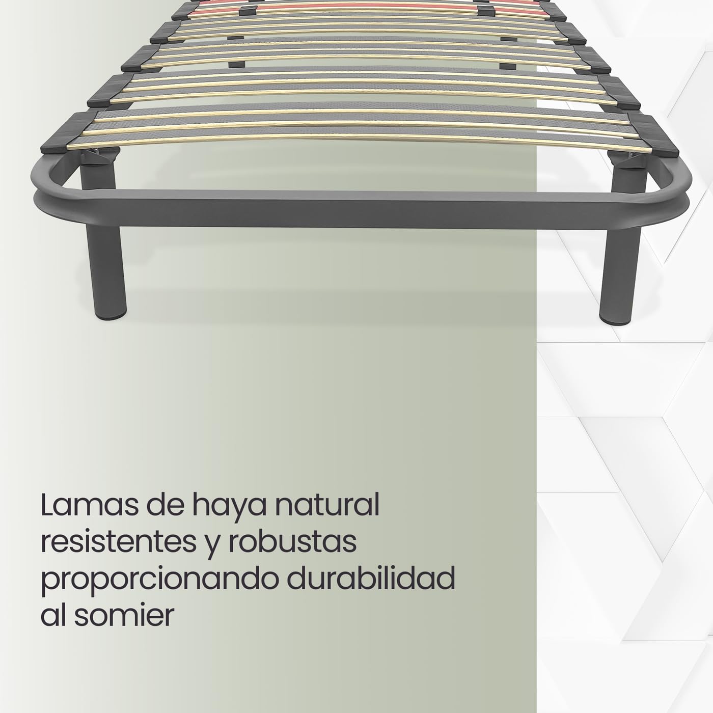 Homey - Somier Multiláminas Extra Resistente con Reguladores Lumbares de 90 x 190 con 4 Patas de 25cm Incluidas