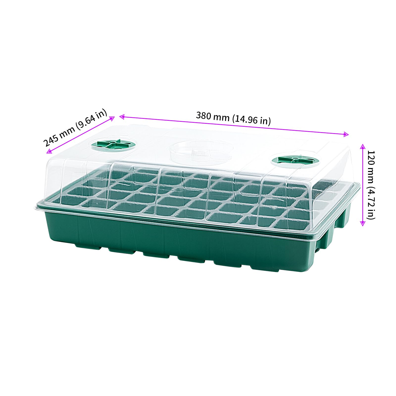JEUIHAU Lot de 4 plateaux de semis en plastique à 160 cellules avec couvercles transparents et aérations réglables, kit de propagation de graines pour la germination des plantes en serre