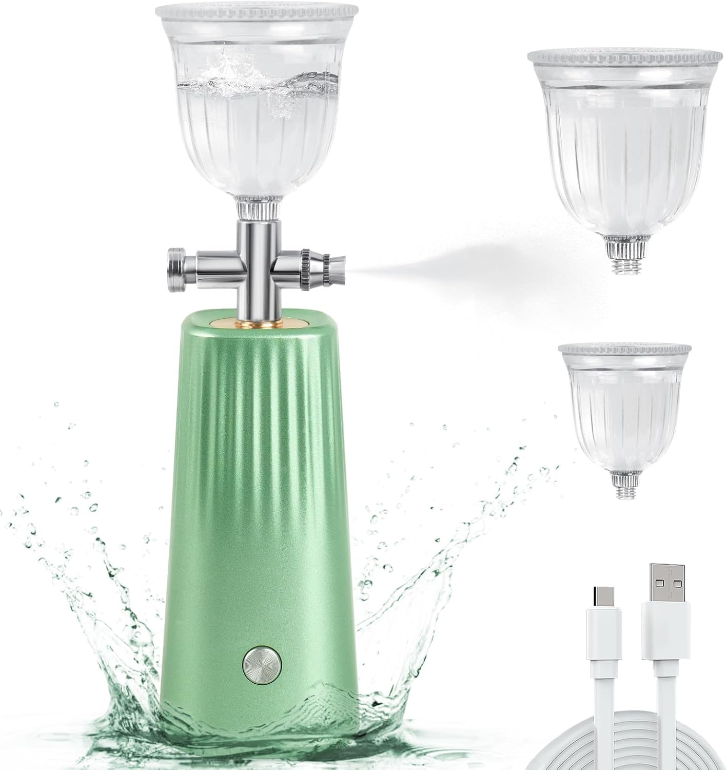 Nano Facial Mister- Portable High Pressure Face Steamer with 0.3mm Fine Mist Nozzle, Deep Hydration for Skin Care & Makeup, Rechargeable Mini Atomizer for Essential Water Infusion Spa-Green Nano Facial Mister- Portable High Pressure Face Steamer with 0.3mm Fine Mist Nozzle, Deep Hydration for Skin Care & Makeup, Rechargeable Mini Atomizer for Essential Water Infusion Spa-Green