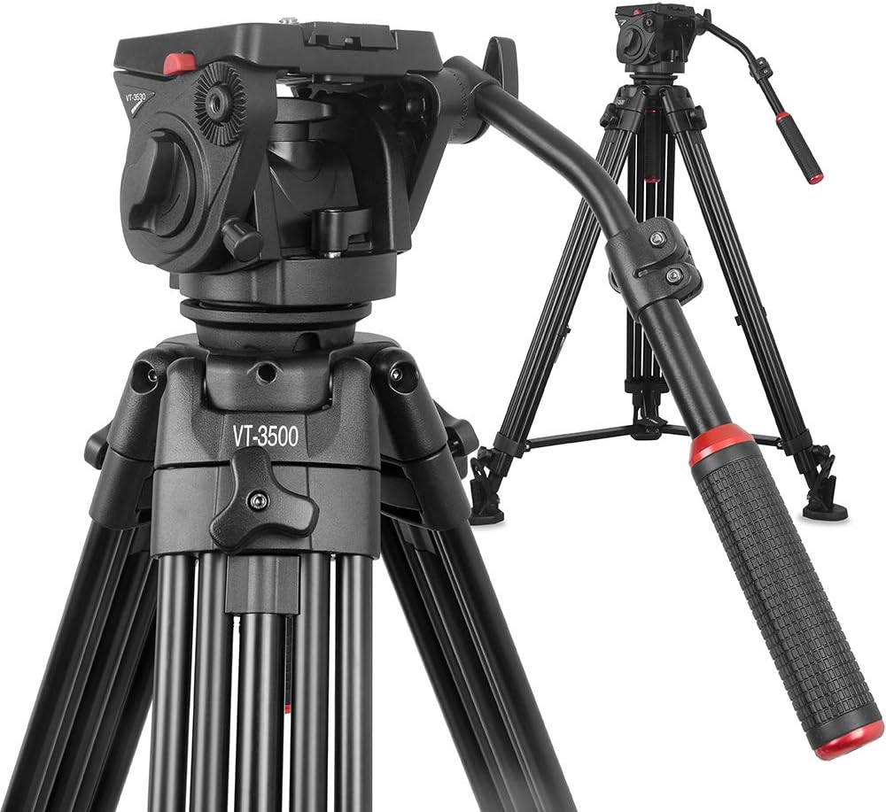 Kingjoy Video Tripod Kit VT-35 Including VT-3530 Fluid Tilt and VT-3500 Heavy Duty Video Tripod Height 196.5 cm Pack Size 96 cm Load Capacity 22 kg Weight 5.8 kg
