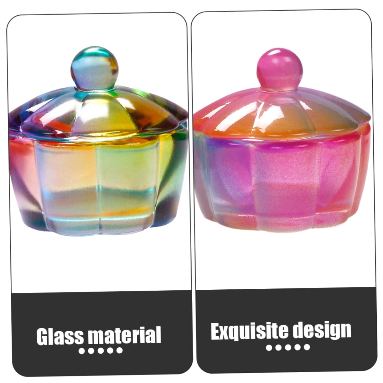 FRCOLOR 9 piezas Nail Art Crystal Vasos Multifunción Cuenco Monómero Cuenco de Nail-tech Accesorios Profesional Manicura Vaso de Manicura Uñas Dappen Platos Platos Vidrio Polvo Forma de Pétalo