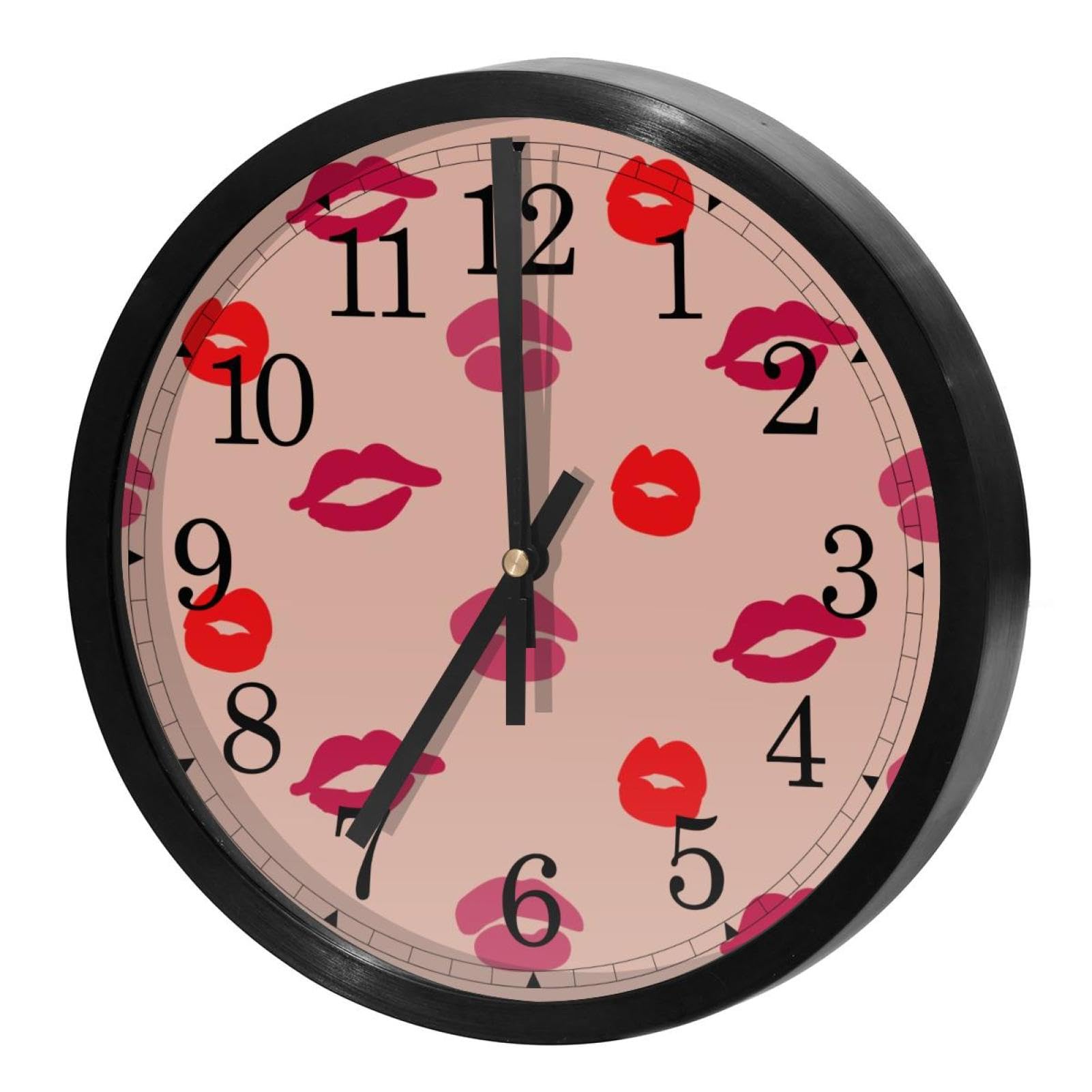 Horloge murale silencieuse rouge à quartz pour déco de cuisine et bureau