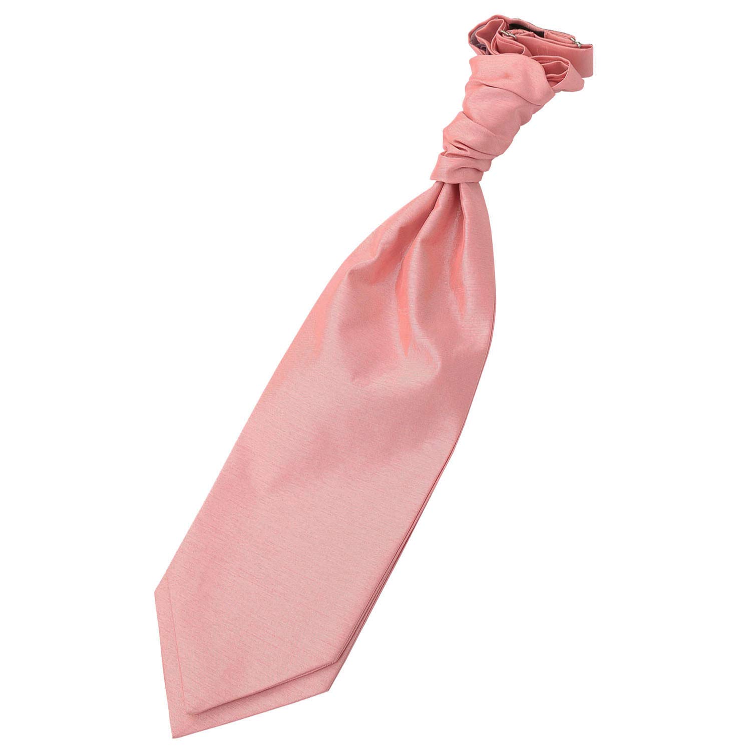 Dqt Men's Peach Pink Plain Shantung Pre-Tied Scrunchie Cravat – Wedding Formal Ascot Tie