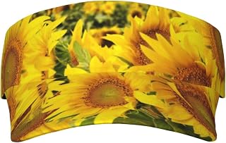 Ousika Golden Yellow Sunflower Printing Visor Hats Men Women Adjustable Sun Visor Caps Empty Top Baseball Cap Sun Visor for Travel,Sports,Climb