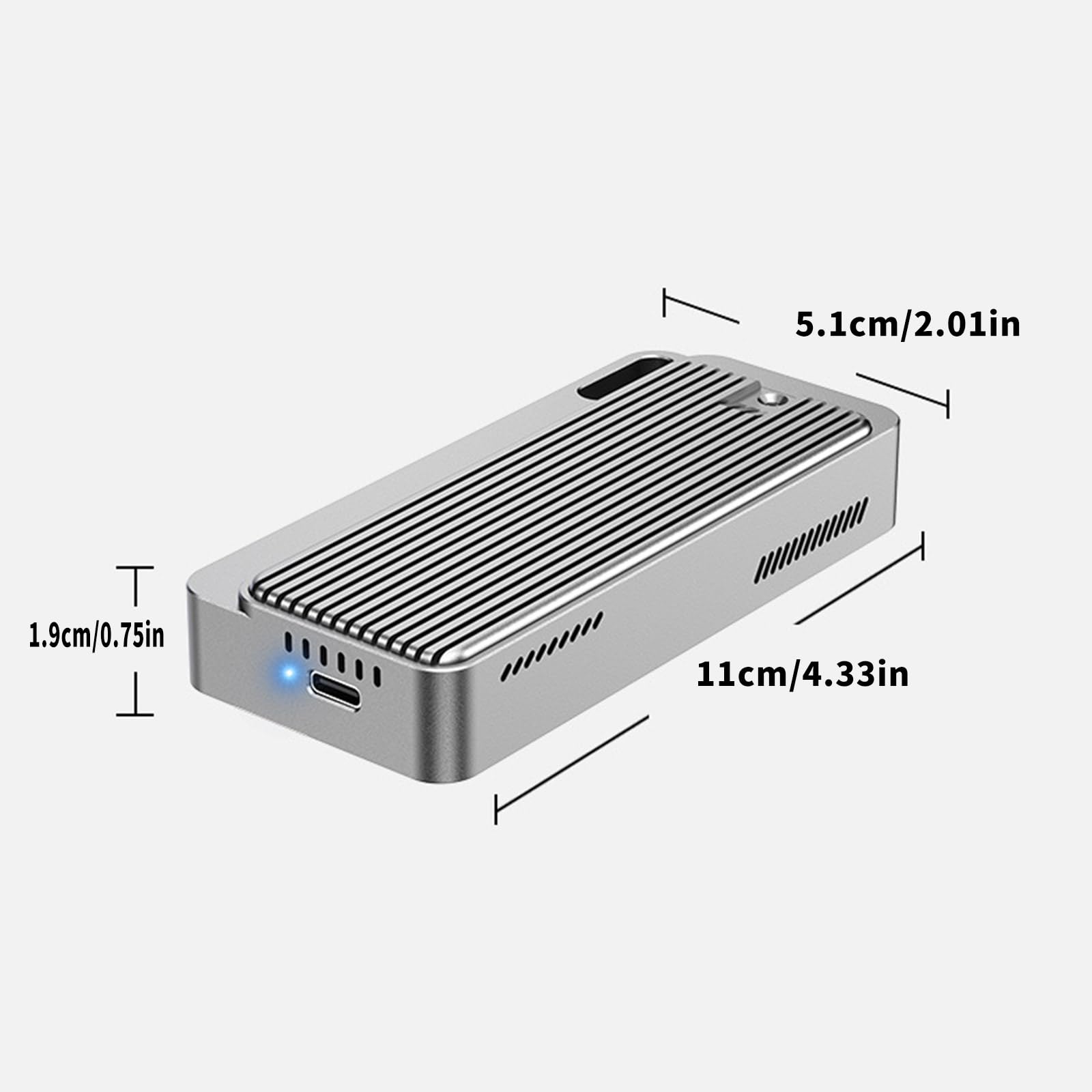 Custodia esterna portatile da 40 Gbps NVMe Hard Drive Custodia per la gestione del calore per 2242 2260 2280 Scatola di immagazzinaggio in alluminio silenzioso