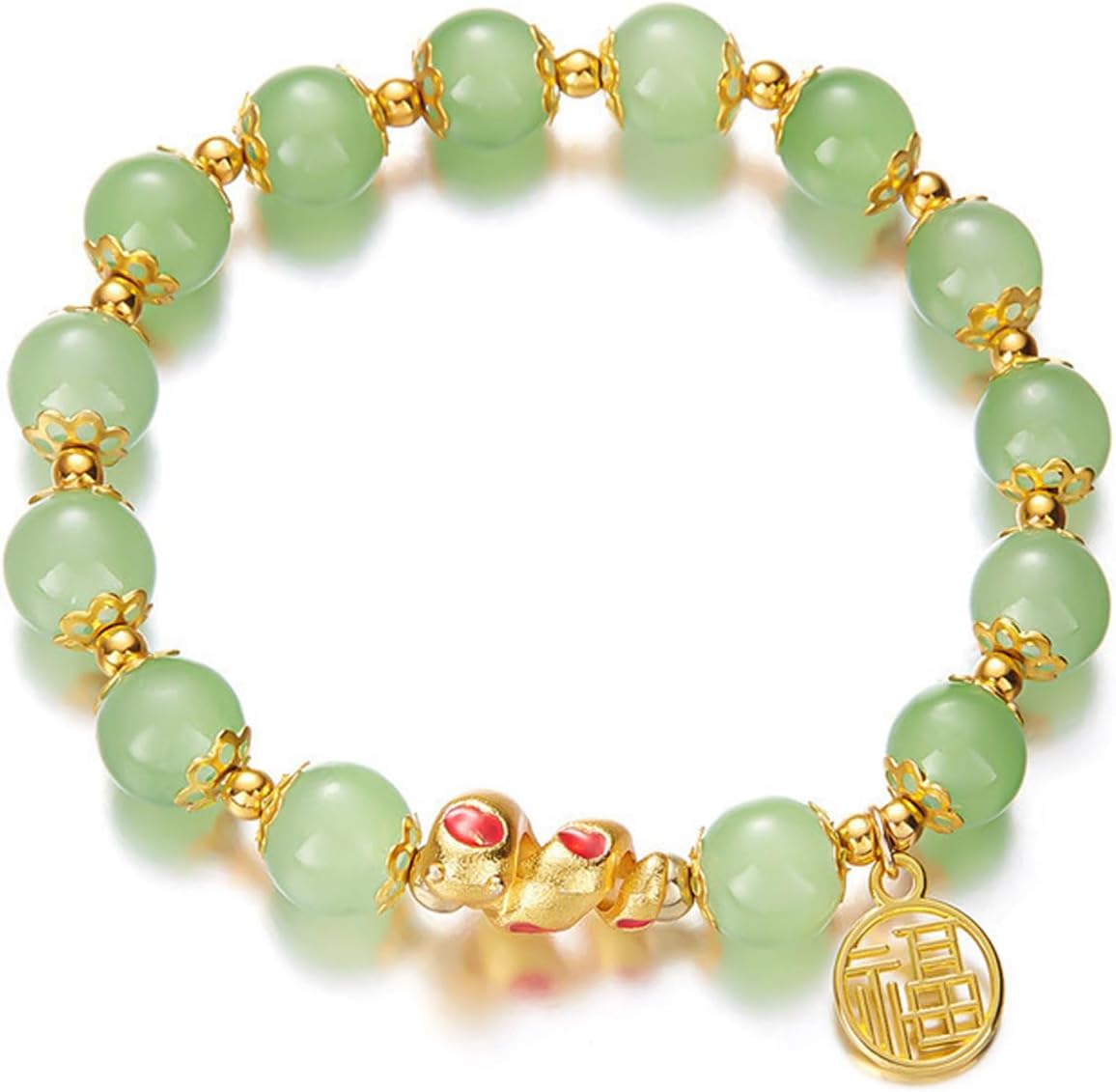 2025 New Year of Snake Beaded Charm Bracelets Handmade Crystal Pi Yao Dragon Pendant Bracelet Chinese Zodiac Feng Shui Lucky Amulet Stretch Bracelets New Year Gifts for Women Unisex Jewelry