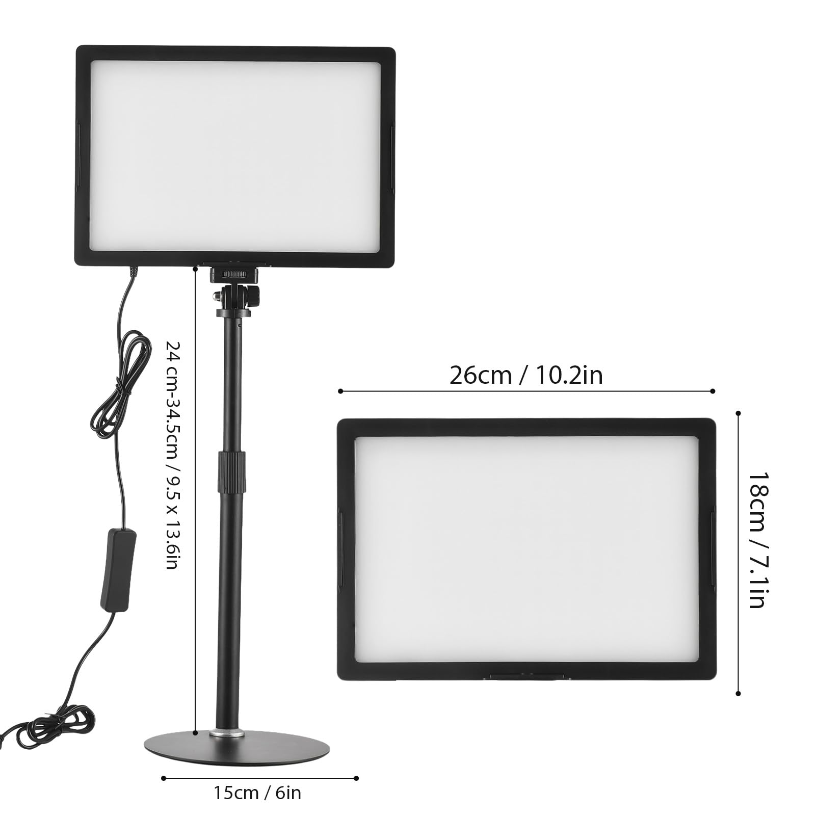Andoer Lampada LED per video da 15 W, 3000 K - 6500 K, intensità dimmerabile con supporto luminoso, alimentazione USB per trasmissioni in diretta, registrazione video, riunioni online, istruzione