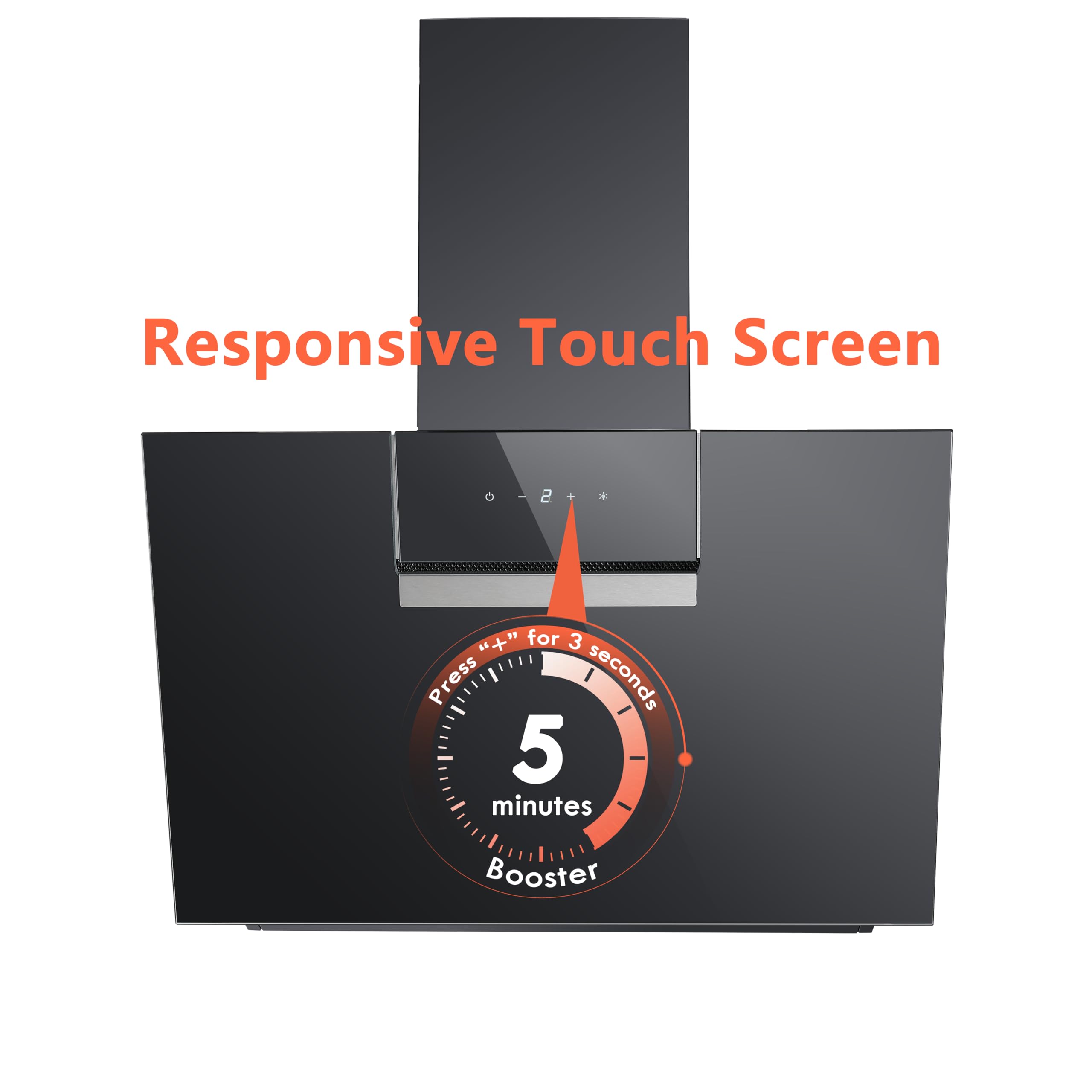 SNDOAS Dunstabzugshaube 60cm 800 m³/h A+++ 3 Stufen Booster Touchscreen Aktivkohlefilter Abluft Umluft Schwarz