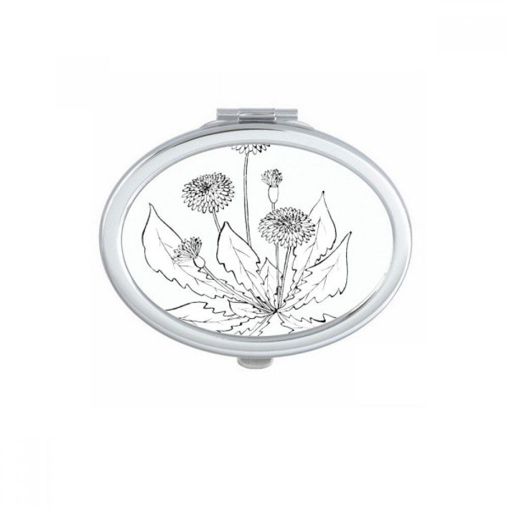 Miroir compact pissenlit noir et blanc pour retouches maquillage en voyage