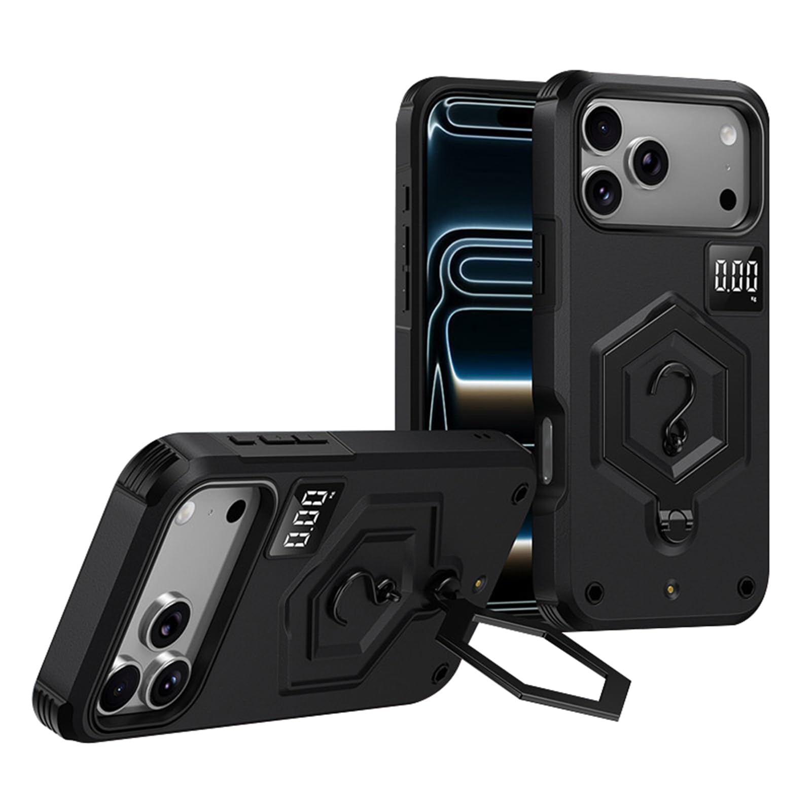 Schlanke Hülle Für iPhone 17 Pro Max/17 Pro/Air/17, Verstellbarem Ständer, Militär Schutzhülle Rutschfestem Griff Stoßfest Handyhüllen,Schwarz,17 Pro