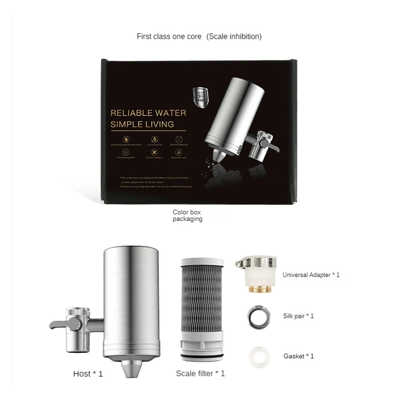 Sistema de filtración de agua con montaje en grifo, filtro de 7 etapas, purificador de agua de grifo montado en acero inoxidable 304 for fregadero, reduce el plomo en un 99 %(Antiscale Carbon)