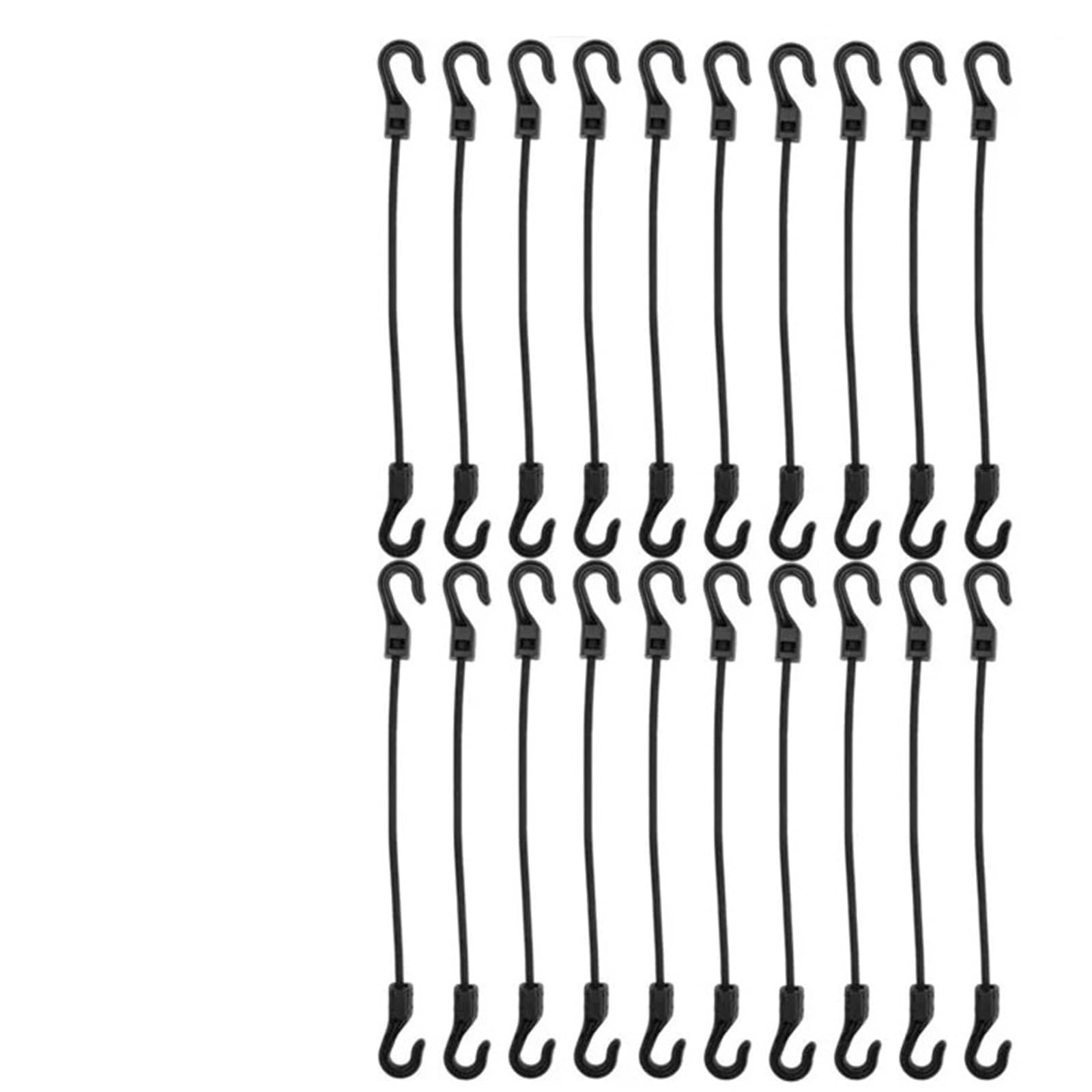 Linki bungee z nylonu i ABS haczykami | Czarny 13,5/23,5/32cm 1/5/10/20 szt. Do zabezpieczania bagażu, kempingu, bagażnika dachowego(32cm(20pcs))