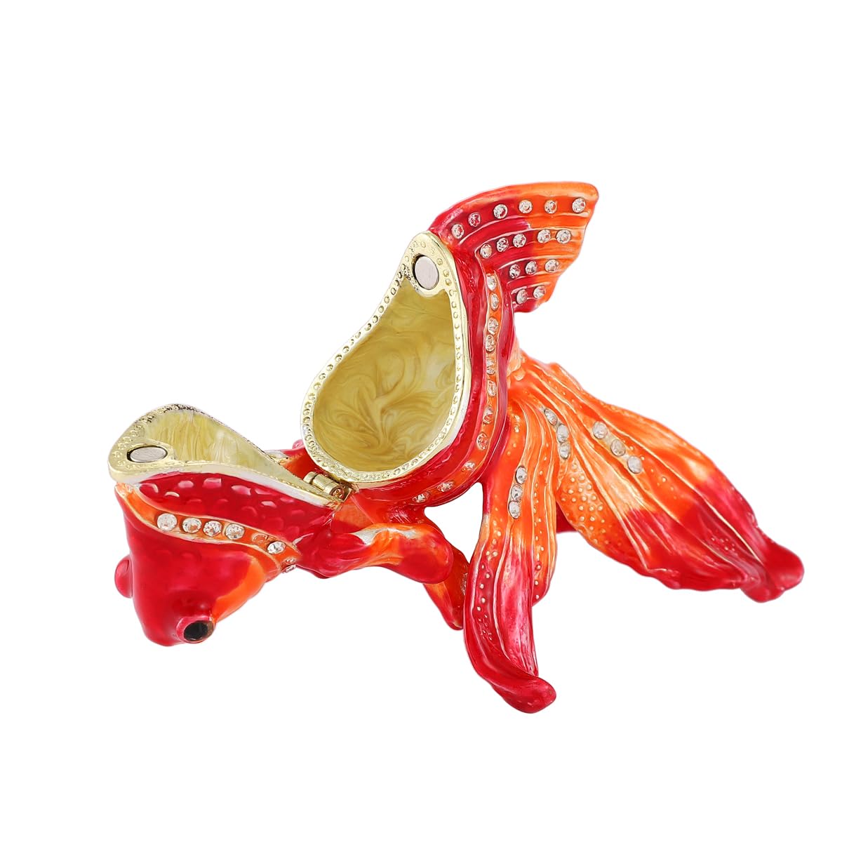 Lucky Goldfish Shape Trinket Box Hinge Hand-Painted Small Jewelry