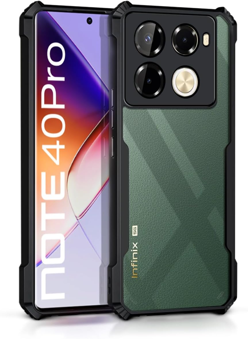 WOW IMAGINE Shock Proof Clear Protective Back Case for Infinix Note 40 Pro 5G | Note 40 Pro Plus - AirEDGE Technology | 360 Degree Camera Protection | Transparent Hybrid Back Case Mobile Cover - Black