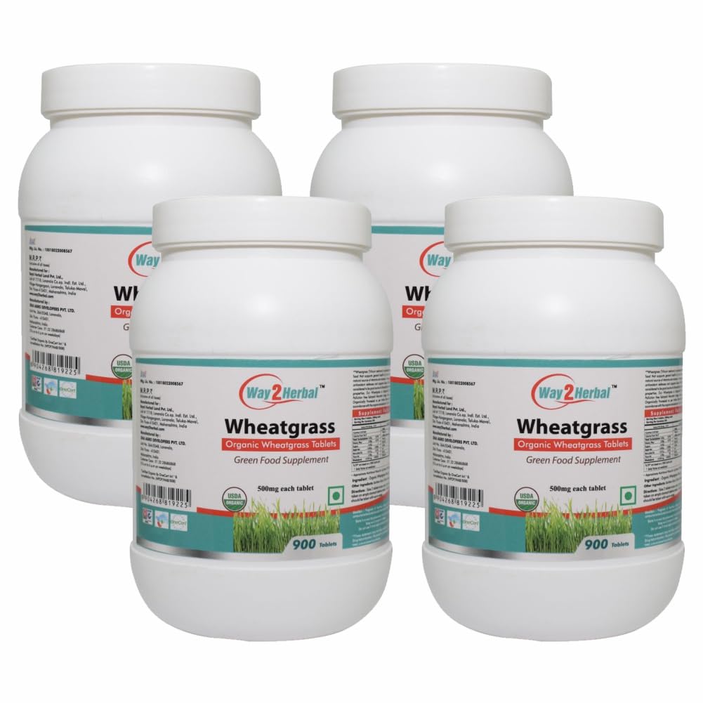 Way2Herbal Certified Organic Wheatgrass Tablets (900 Count Pack of 4) (B07RSXFVZL) Amazon Price History, Amazon Price Tracker