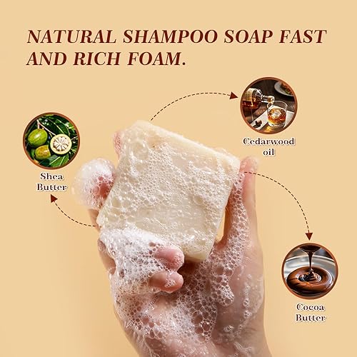 Miniatura 3 de Barra de champú para hombres, experimenta un aroma masculino distintivo, espuma rápida y fácil de enjuagar, barra de jabón natural de barril de