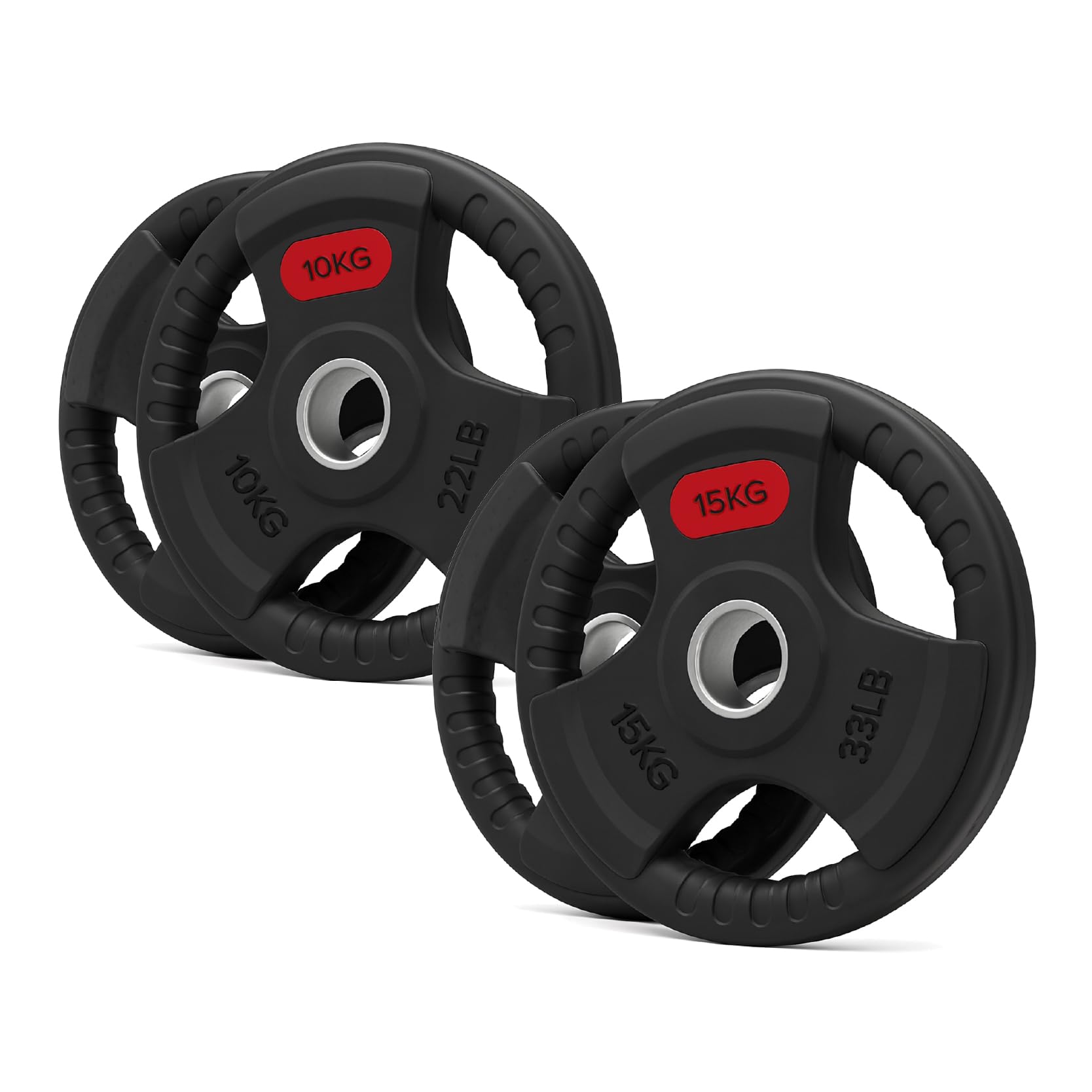 Tri Grip Weight Plates Cast Iron Rubber Coated Weights Sets & Pairs (1.25kg–25kg) for Home Gym Strength Training, Weight Lifting & Muscle Building for Men & Women (Without Barbell, 50kg Set)