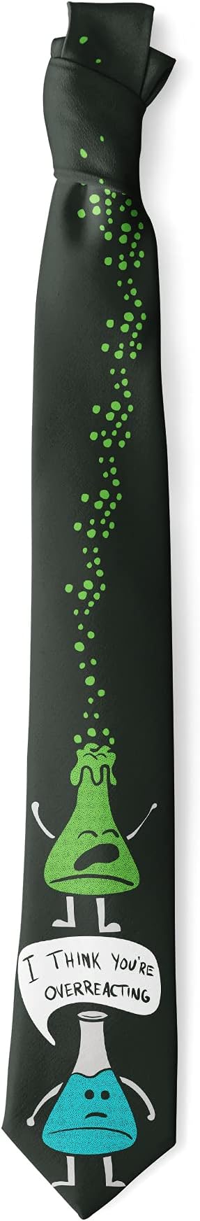 Funny Science Tie for Men – Chemistry Teacher Necktie – Quirky Science Joke Gift with I Think You're Overreacting Design – Novelty Nerdy STEM Accessory for Scientists and Teachers