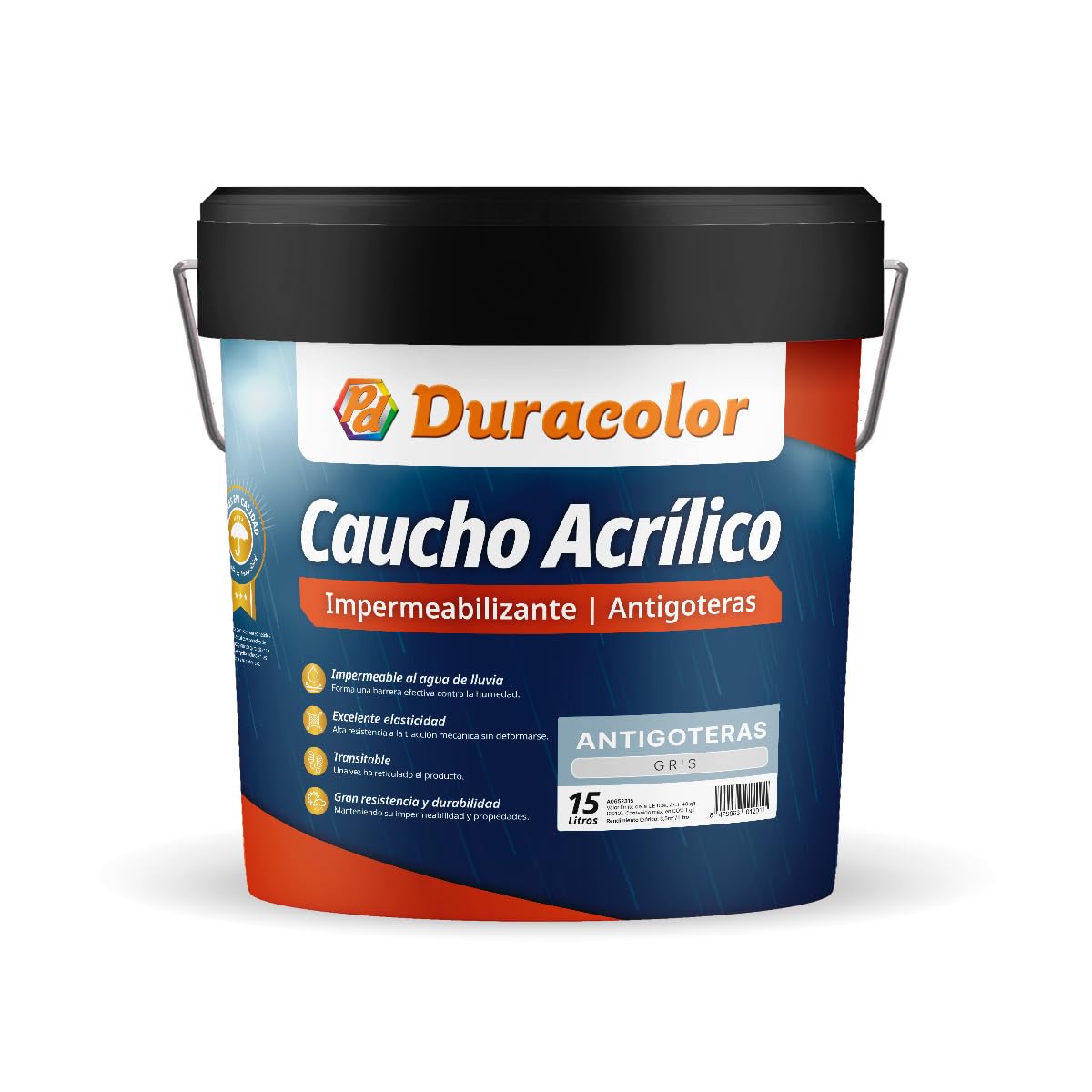 Pintura Kalma Antigoteras Gris 15 Litros Impermeable Acabado Satinado Elástica Pisable Duracolor