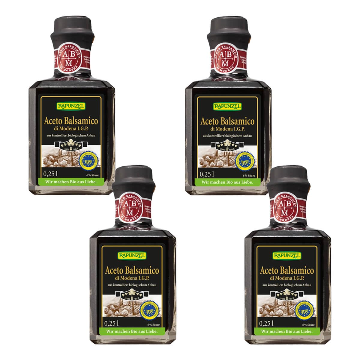 Rapunzel - Aceto Balsamico di Modena I.G.P. Premium - 0,25 l - 4er Pack
