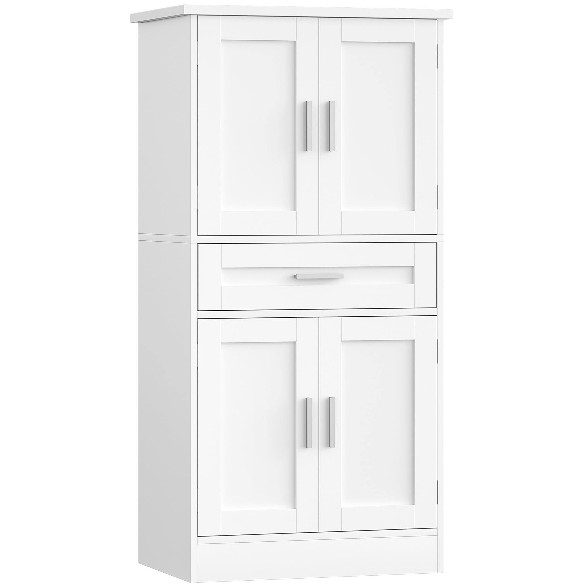 Hzuaneri Alacena de Cocina, 120 cm Aparador Comedor, 4 Puertas, 1 Cajón Grande, Estante de Almacenamiento Detrás de La Puerta, Armarios Altos de Cocina, Moderno, 40 x 60 x 120 cm, Blanco PT20003X