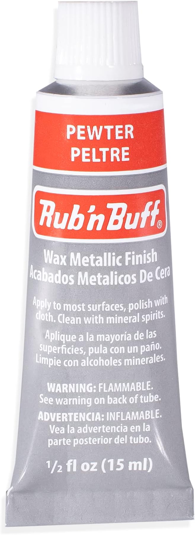 AMACO Rub n Buff Wax Metallic Finish - Rub n Buff Pewter 15ml Tube - Versatile Gilding Wax for Finishing Furniture Antiquing and Restoration - Rub and Buff Colors Single Tube