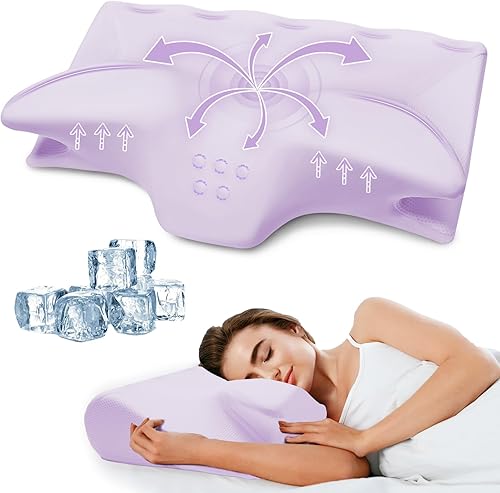 Almohada cervical para aliviar el dolor de cuello, almohadas de espuma viscoelástica de contorno refrescante, soporte ergonómico sin olor, almohada