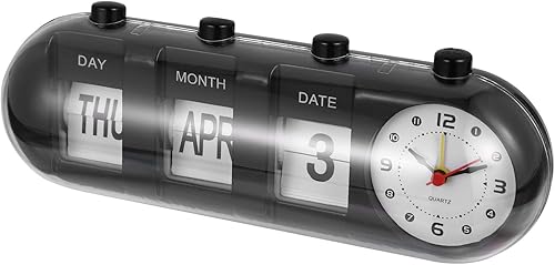 VOSAREA Reloj despertador manual analógico para escritorio, reloj despertador retro de cuarzo, diseño de estado de ánimo que muestra la fecha del