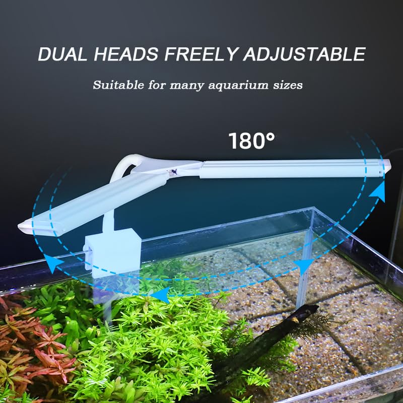 Image of LED Aquarium Light Full Spectrum Clip Fish Tank Light Plants Light Double Swing Arm Light 4W Suitable for 2-10 Gal Fish Tank