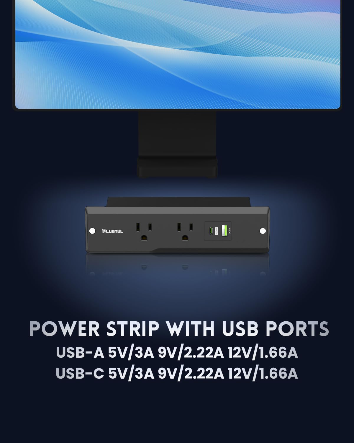 PLUGTUL Unterputz Netzteil 6x Einbaufuß Unterputz Schnellladung PD 20W Steckdose Flachstecker 14 Gauge Überspannungsschutz 980J Steckdosenleiste Unterputz Schwarz
