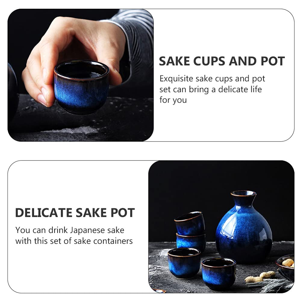 Ensemble de saké en céramique Comprenant 1 Bouteille Tokkuri et 4 Tasses Ochoko pour saké Chaud Froid