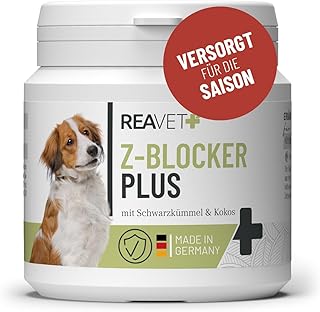 ReaVET Z-Blocker Plus Tabletten 120 Stück, Optimal für Hunde in der Saison I Bewährte Formel Bierhefe, Schwarzkümmel & Kokos I 8 Monatsrationen für Hunde Aller Rassen & jeden Alters product image