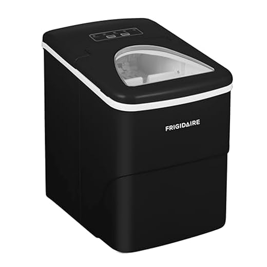 Frigidaire, 26 Lbs Portable Compact Icemaker, Ice Making Machine, Black, White, Medium