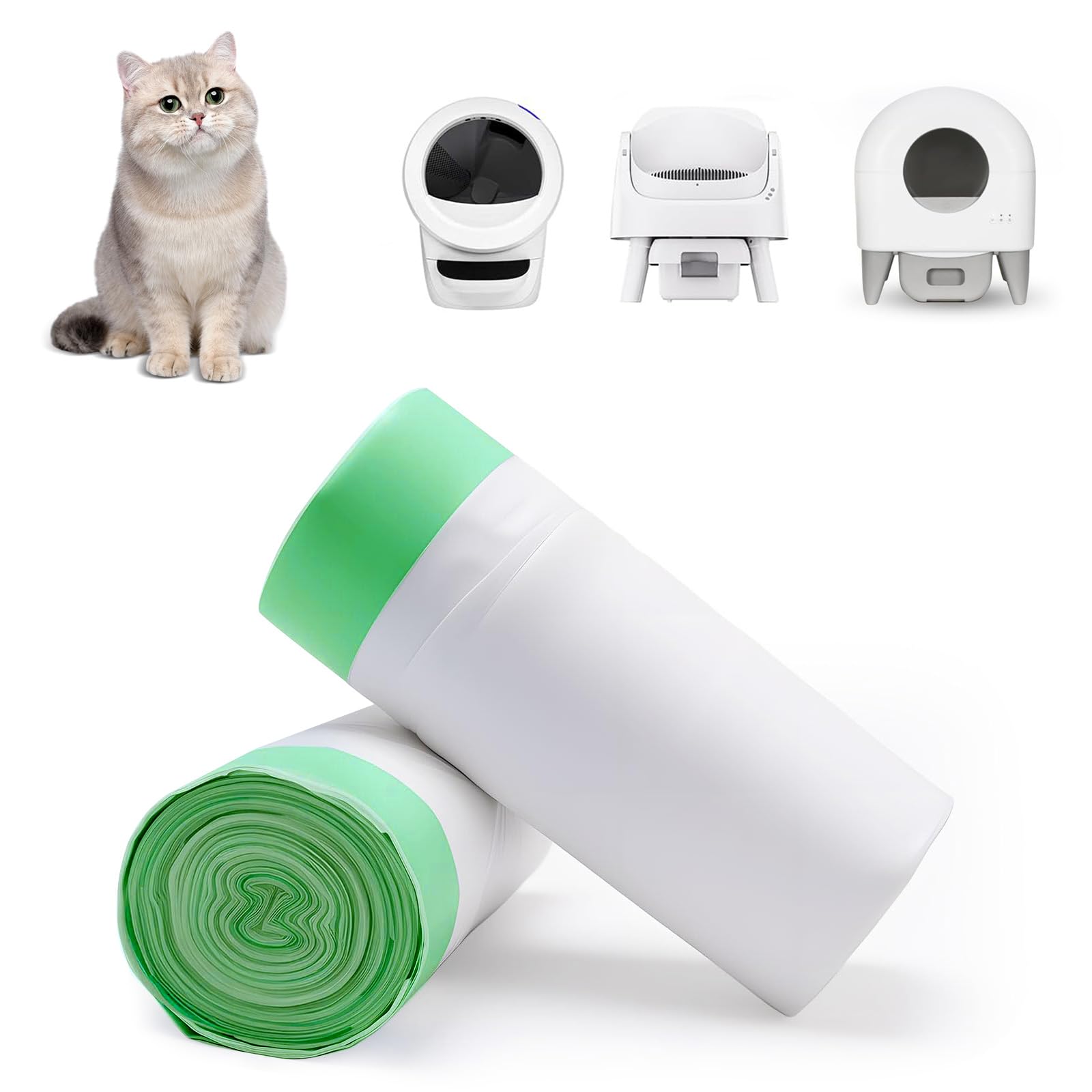 50 Stück Katzentoiletteneinlagen für Katzentoilette Roboter 4/3 und automatische Katzentoilette, strapazierfähig, extra dick