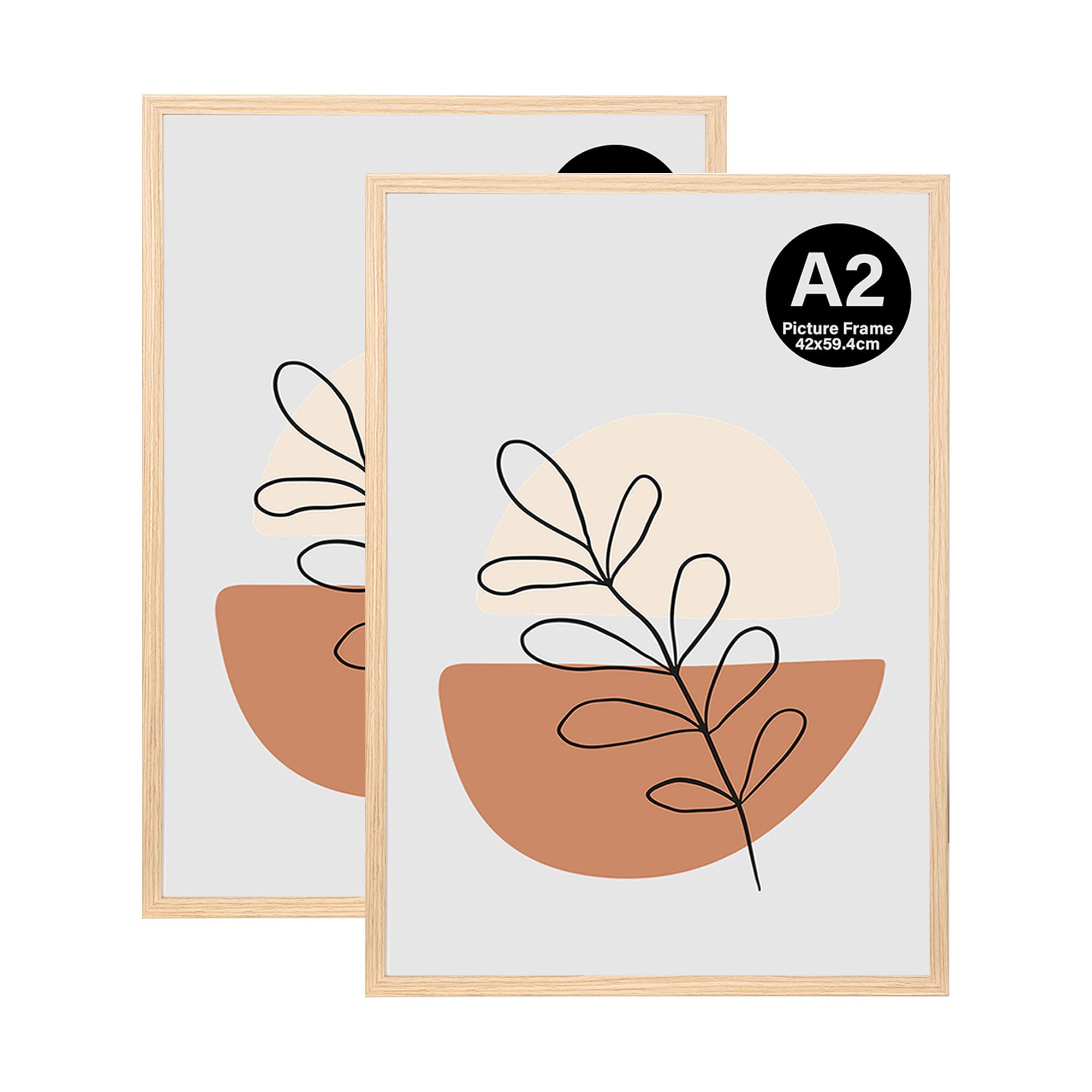 KAIWIN A2 Picture Frame, 2 Pack Oak Photo Frame, A2 Poster Frame (59.4x42cm), Wooden Photo Frame Used for Photos, Pictures, Posters，Puzzles — image 1