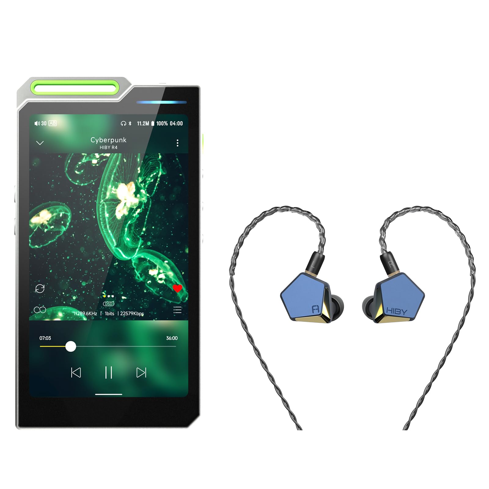 HiBy R4 mp3 mp4 Players HiBy x FAUDIO Project Ace HiFi IEMs Green