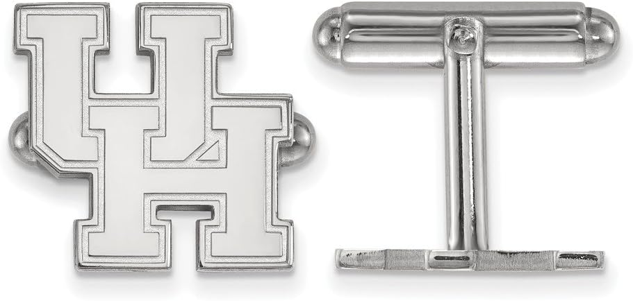 Sterling Silver Rh-plated LogoArt University of Houston Cuff Link, Sterling Silver