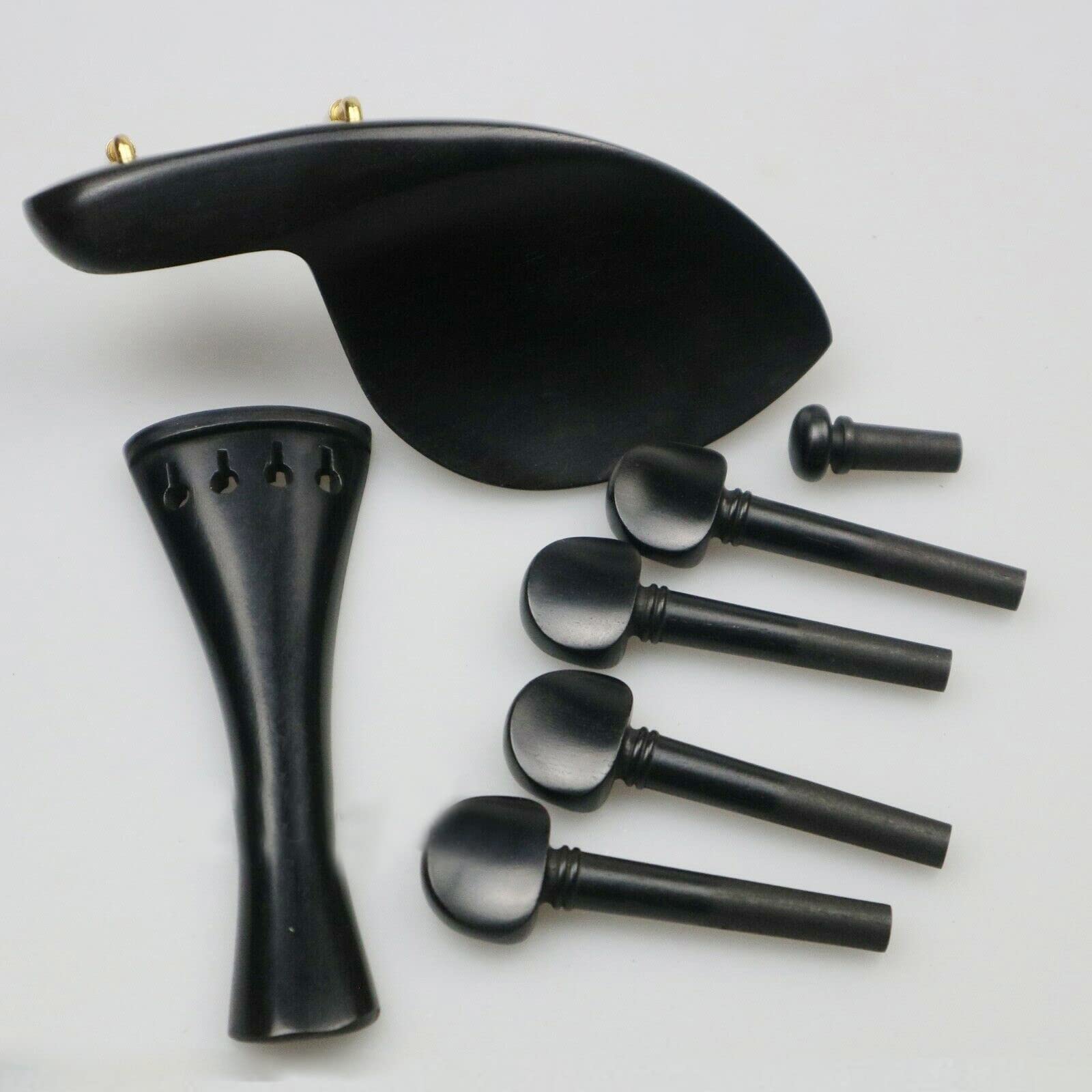 TSTS Streichinstrumente Teile Ebenholz-Geigen-Zubehör-Kit, Zubehör, Bolzen, Endstück, Kinnriemen-Hardware