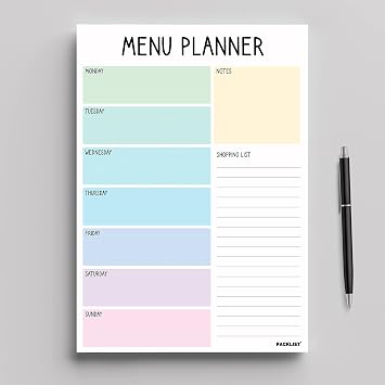 Weekly Meal Planner & Grocery Shooping List A4 8x11” Food Planner 52 Tear of Sheets for a Healthy Meal Plan - Meal Planning Pad for a Healthy Diet, Weight Loss or Tasty Menu Food for Family
