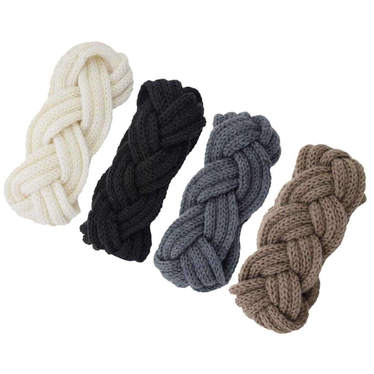 minkissy 8pièces Bandeaux Tricotés Pour Femmes Lot De Des Oreilles Avec Design Tressé Élastiques Et Doux Pour Activités Extérieures Ski Course