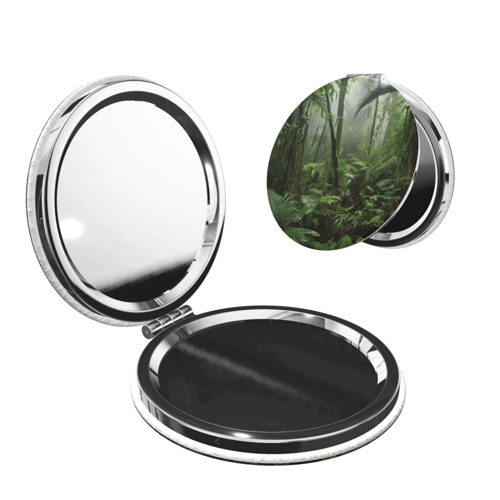 DWVTSLH Tropical Rainforest Compact Mirror for Purse, Double-Sided 2X/1X Magnifying Mirror for Women Men, Travel Makeup Mirror for Handbag, Handheld Vanity Mirror for Gift