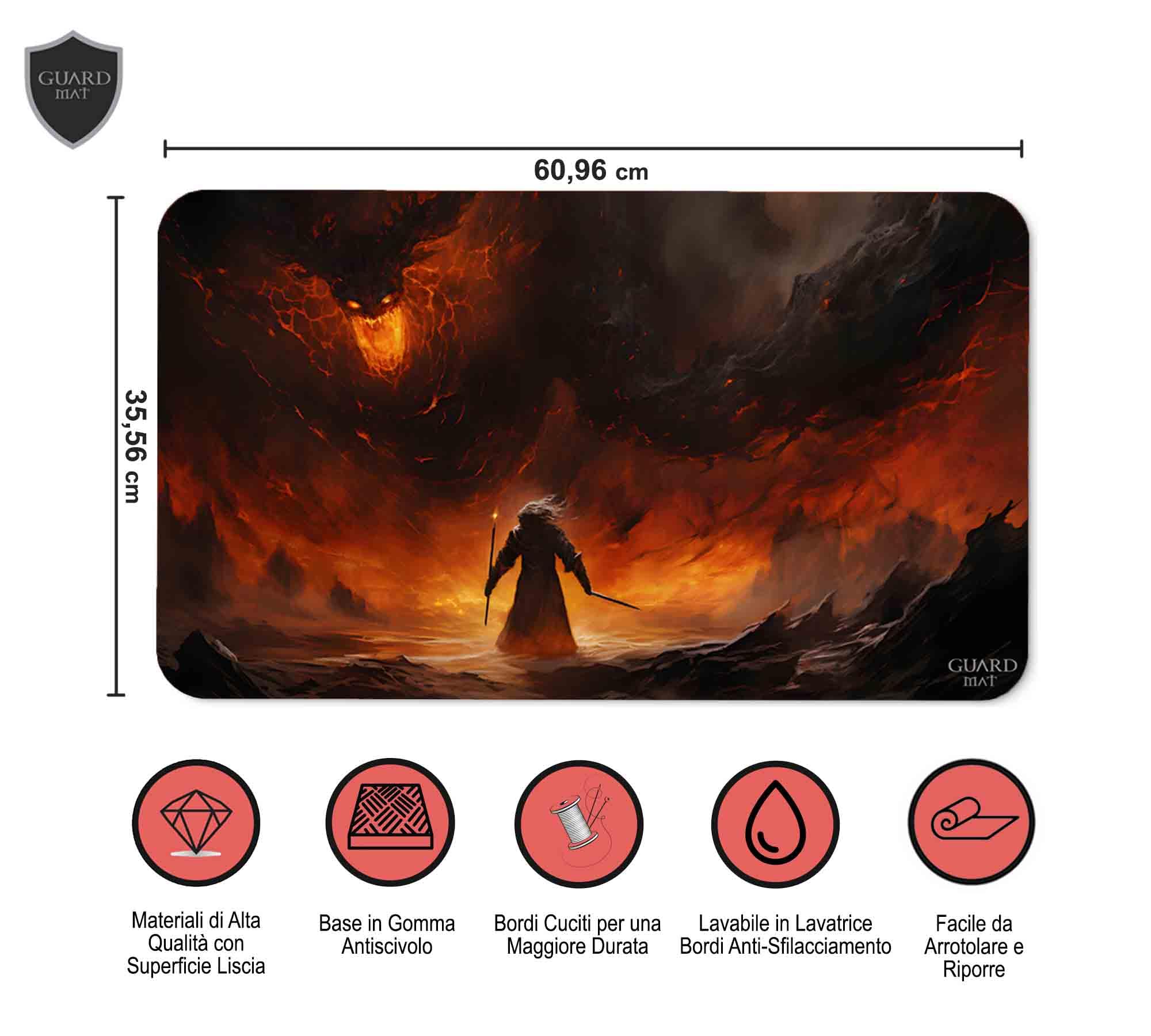 The Shadow and The Flame (Bordi Cuciti) - Tappetino per Carte Magic - Tappeto per Gioco - Playmat Compatibile con MTG, Signore degli Anelli, Pokemon, TCG, Gioco di Carte