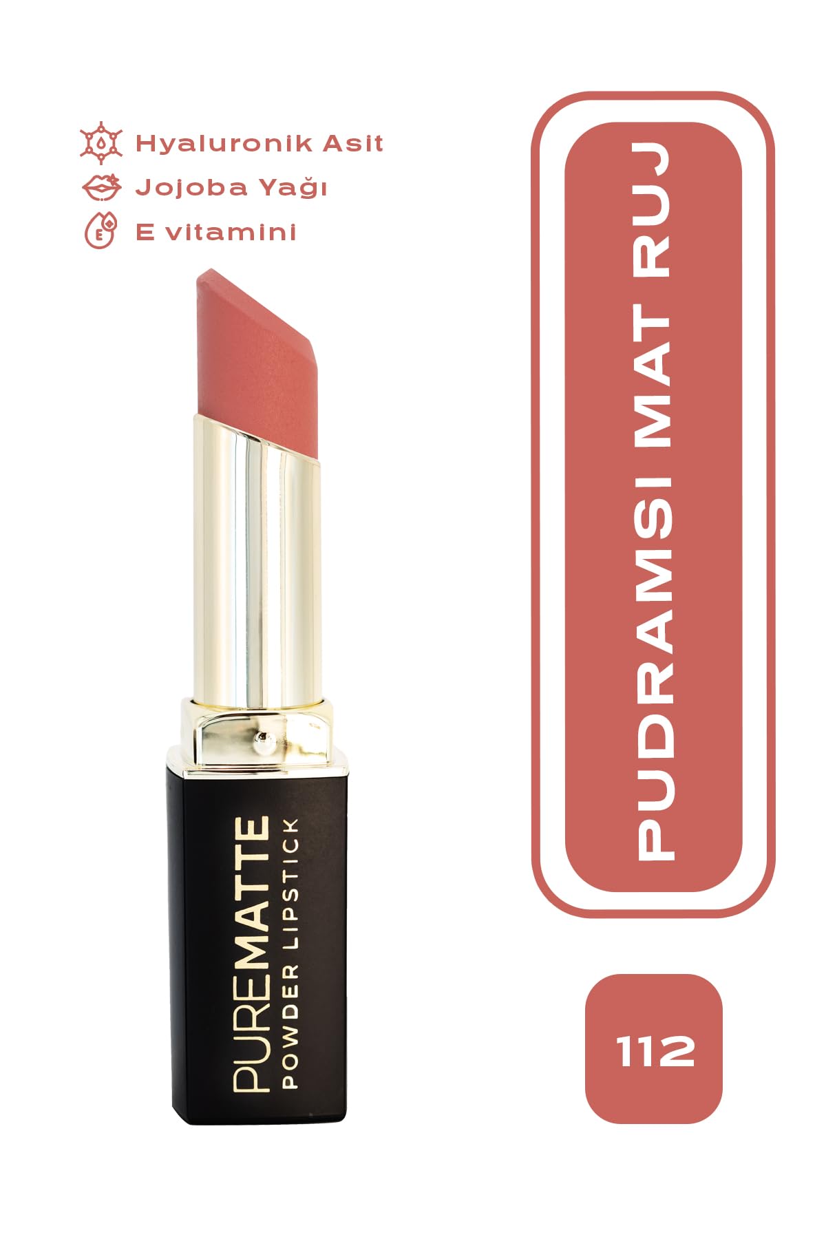 Golden Rose Pure Matte Powder Lipstick No: 112 - Nemlendirici Pudramsı Mat Ruj