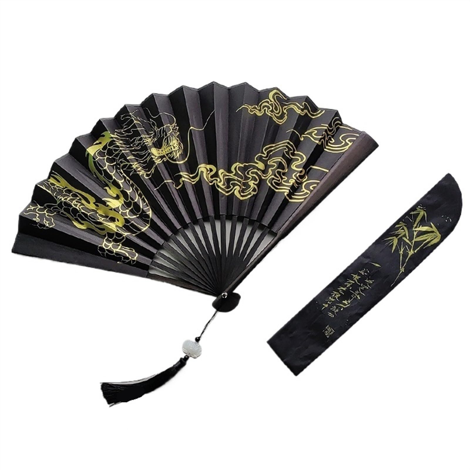 SXTYYH Folding Hand Fan, Classical Hanfu Summer Photograph, Men Women Chinese Japanese Style Crafts, Handheld Fan for Women Foldable(M)