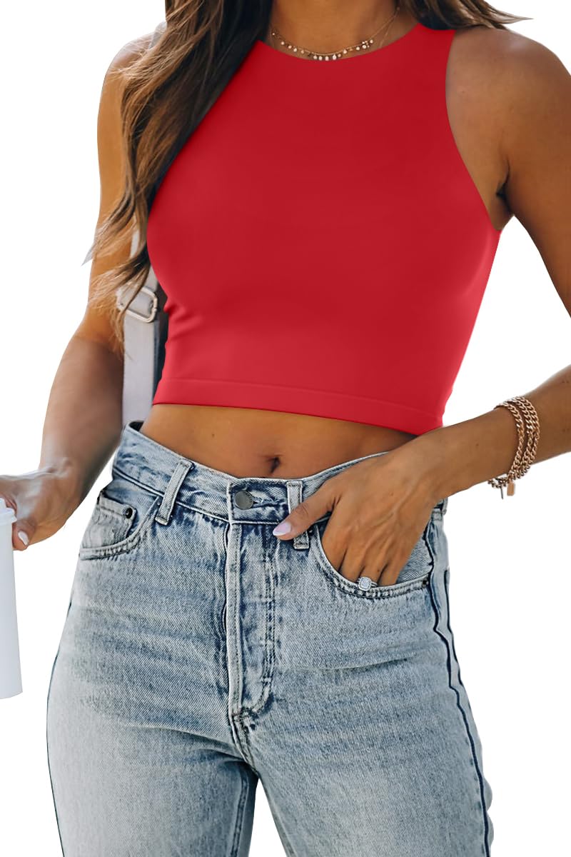 EFAN Womens Sexy Sleeveless Double Lined Crop Tops Workout Cute Tight Racerback Tank Tops Summer Clothes Teen Girls 2025