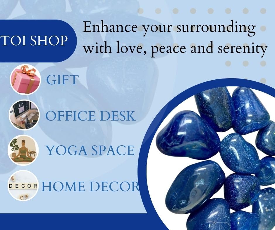 Image of Blue Agate Tumble /Pebbles Stone. for Reiki, Crystal, Vastu, Fang Shui Aura, Home Decor, Office Decor, Gifting, Good Luck, showpiece etc. (Blue Onyx, 400 gm)
