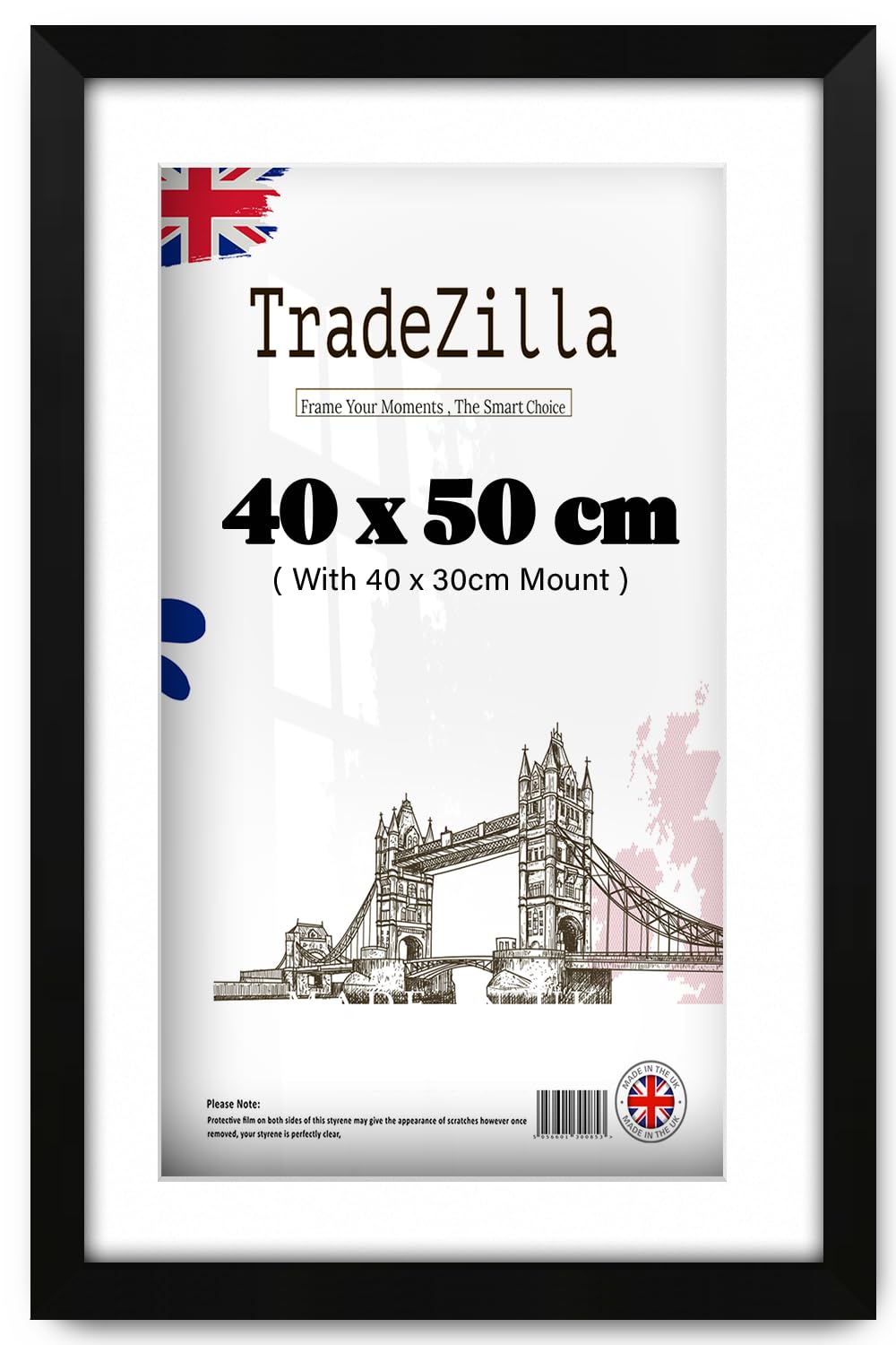Tradezilla Matt Black | Medium 20 Inch X 16 Inch With (15.74 X 11.81 Inch) White Mount Eton Wood (40 X 50 Cm) Frame Perfect For Art Display [ ]